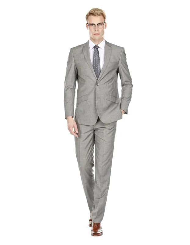 Mens Cheap Grey Suit Mens Modern Fit Textured Suit Light Grey made by Alberto Nardoni