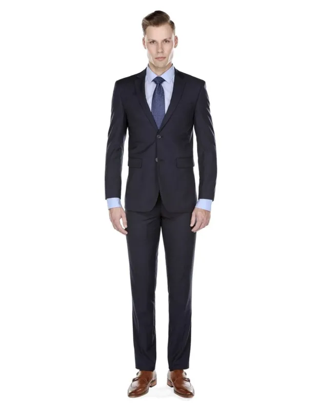 Mens Cheap Blue Suit Mens Skinny Slim Suit Navy Blue made by Alberto Nardoni