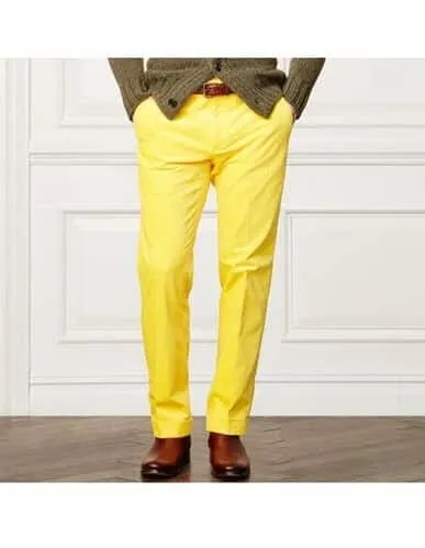 Mens Big and Tall Linen Pants -Yellow Linen Dress Slack sold by Alberto Nardoni