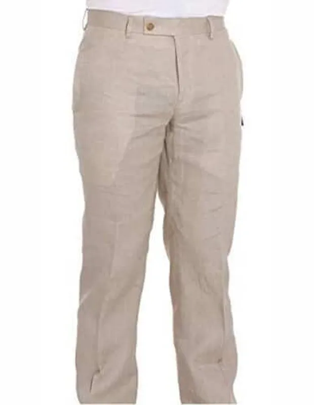 Mens Big and Tall Linen Pants -Ivory Linen Dress Slack sold by Alberto Nardoni