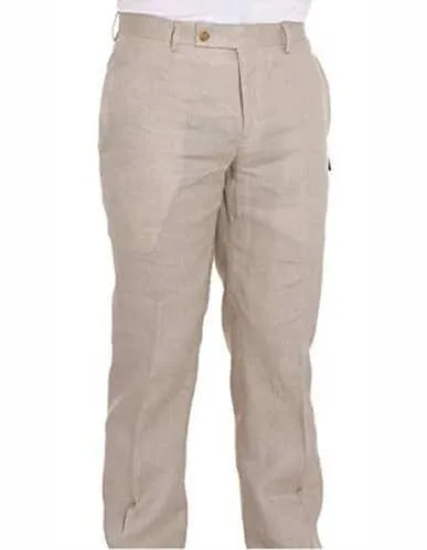 Mens Big and Tall Linen Pants -Ivory Linen Dress Slack sold by Alberto Nardoni