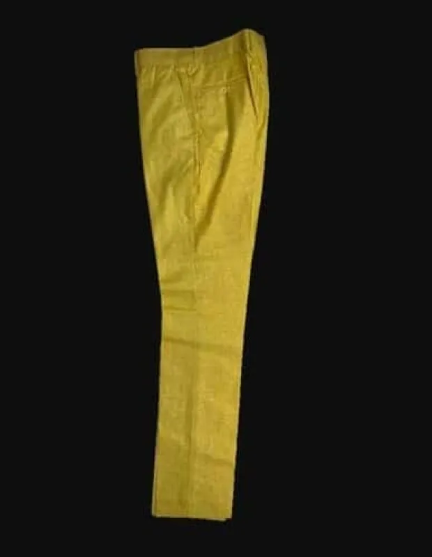 Mens Big and Tall Linen Pants -Yellow Linen Dress Slack sold by Alberto Nardoni