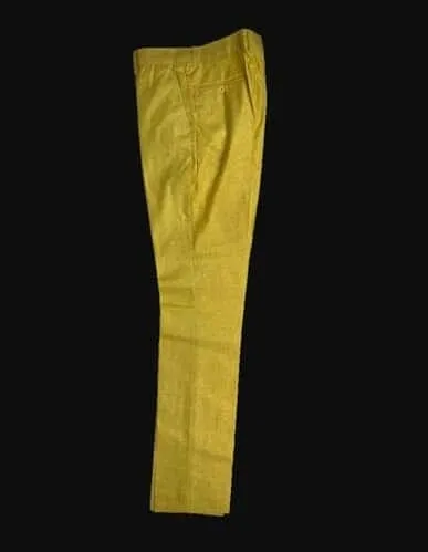 Mens Big and Tall Linen Pants -Yellow Linen Dress Slack sold by Alberto Nardoni