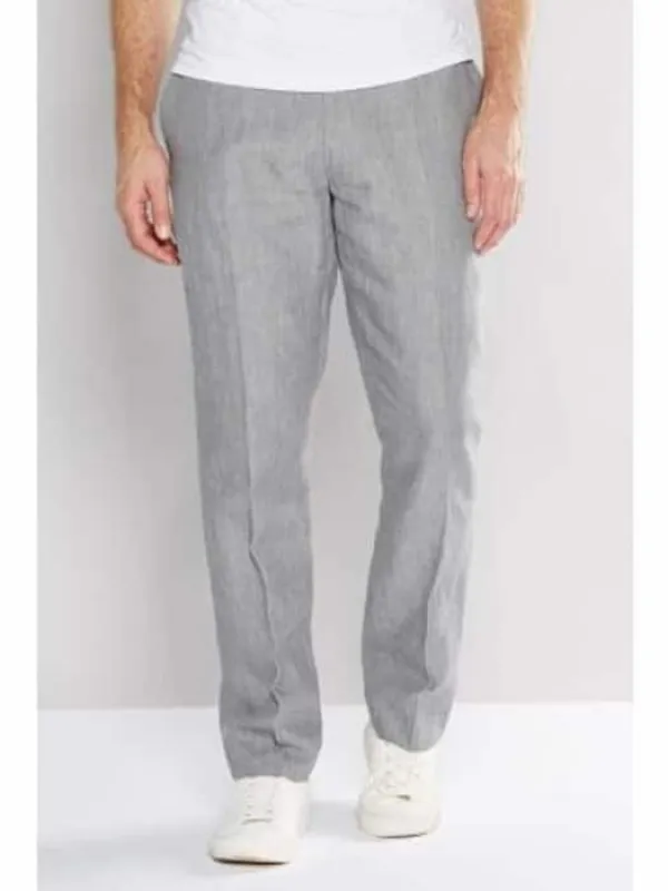 Mens Big and Tall Linen Pants -Grey Linen Dress Slack sold by Alberto Nardoni