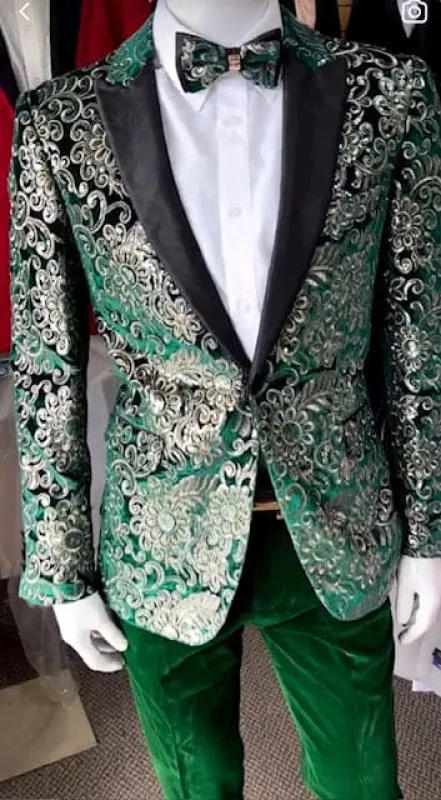 Green and Gold Blazer - Emerald Green Tuxedo - Wedding Tuxedo sold by Alberto Nardoni
