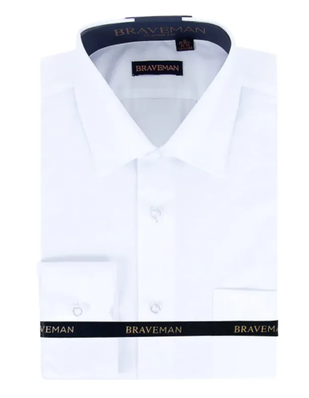 Mens Slim Fit Dress Shirt in White made by Alberto Nardoni