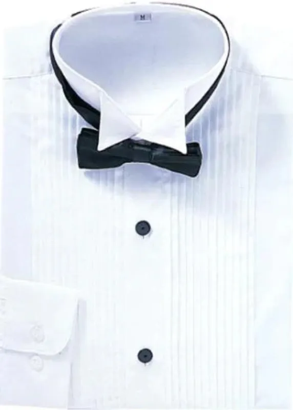 Mens Convertible Cuff Wing Collar Tuxedo Shirt in White made by Alberto Nardoni