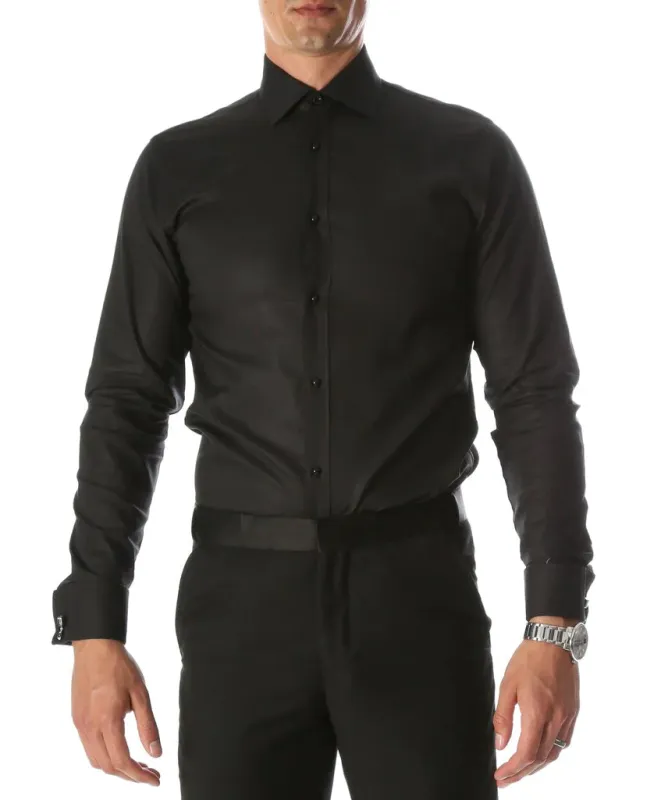Mens Slim Fit Black Dress Shirt sold by Alberto Nardoni