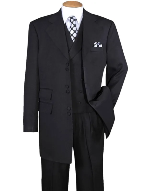 Mens 6 Button Double Breasted Vest Zoot Suit in Black sold by Alberto Nardoni