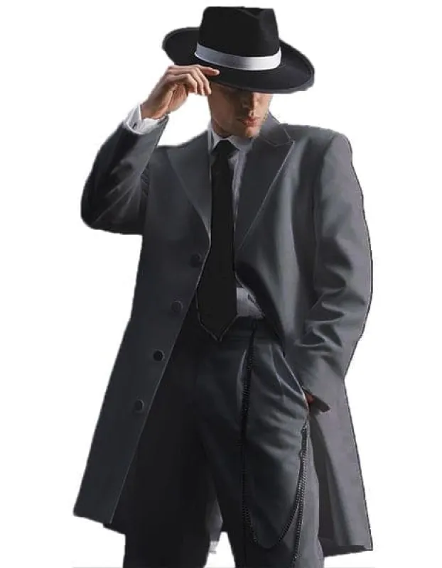 Mens Vested Long Tuxedo Zoot Suit in Black sold by Alberto Nardoni