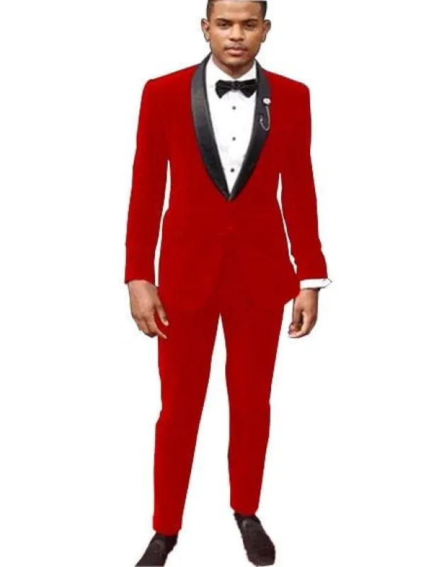 Holiday Suit - Christmas Suit - Christmas Blazer Red Tuxedo Men's Red Tuxedo Jacket And Velvet Pants sold by Alberto Nardoni