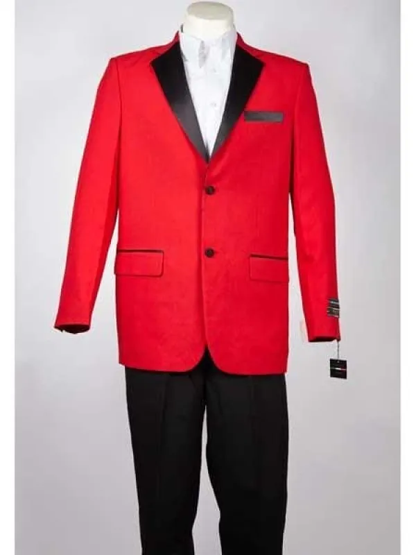Holiday Suit - Christmas Suit - Christmas Blazer Men's Red Two Tone Trimming 2 Button Tuxedo - Red Tuxedo sold by Alberto Nardoni