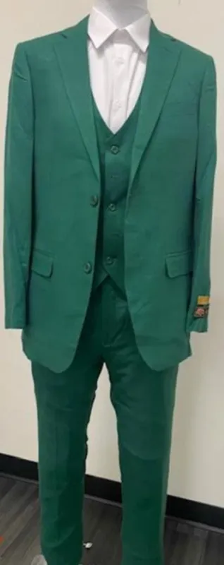 Emerald Green Big And Tall Linen Suit made by Alberto Nardoni