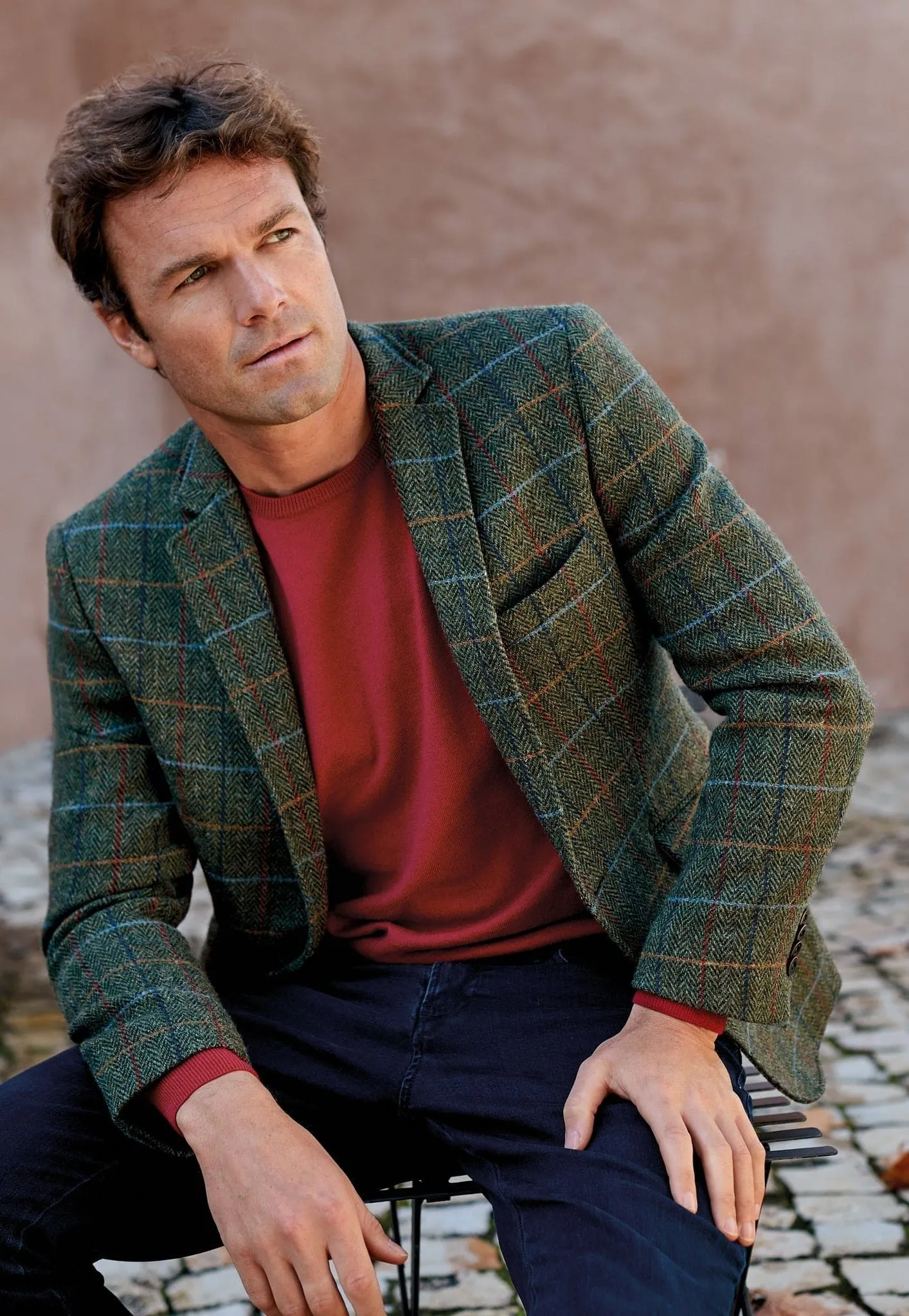 Men Green Tweed Jacket Winter - Fall Fabric Tweed Pattern Wool Fabrics sold by Alberto Nardoni