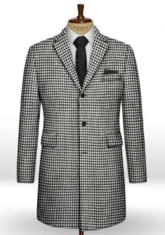 Mens Topcoat Big Houndstooth BW Tweed Overcoat sold by Alberto Nardoni