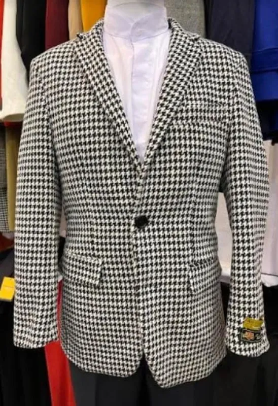 Houndstooth Blazer - Houndstooth Sport Coat - Black And White Checker Jacket sold by Alberto Nardoni
