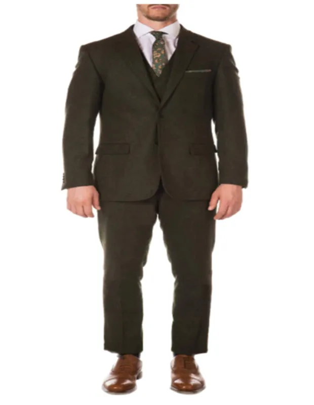 1920s 1910s Peak Blinder Custom Vested Suit Vintage Slim Fitted Blazer And Pants And Vest Hunter Green - Tweed 3 Piece Suit - Tweed Wedding Suit sold by Alberto Nardoni