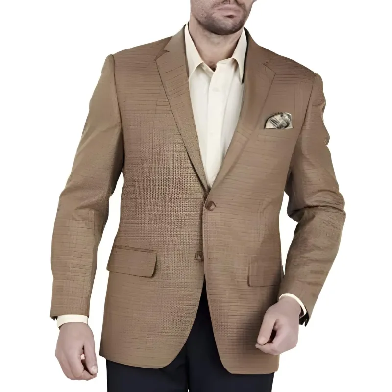 Authentic Brand Basic Solid Plain Two Buttons Wool Fabric Best Cheap Blazer For Affordable Cheap Priced Unique Fancy Big Sizes On Sale Sport Coats With Brass Buttons Jacket Camel Tweed - High End Suits - High Quality Suits sold by Alberto Nardoni