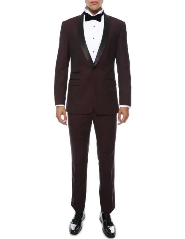 Slim Burgundy Shawl Tuxedo sold by Alberto Nardoni