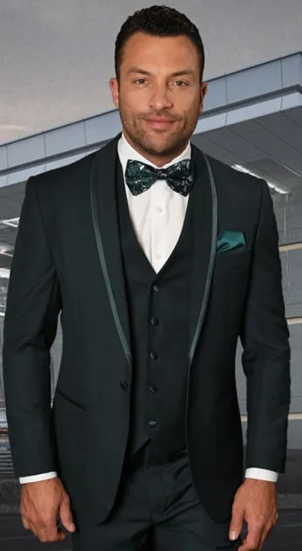 Statement Mens 3 Piece Hunter Green Modern Fit Tuxedo Caesar sold by Alberto Nardoni