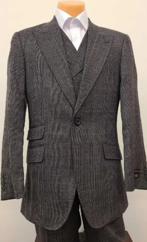 Mens Suit - Classic Fit Suit - Pleated Pants - Suit With Double Breasted Vest sold by Alberto Nardoni