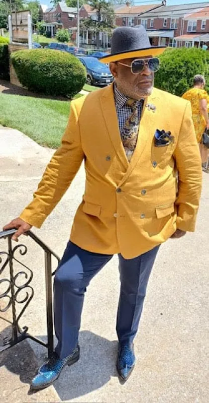 Gold Double Breasted Blazer - Camel Color Sport Coat sold by Alberto Nardoni