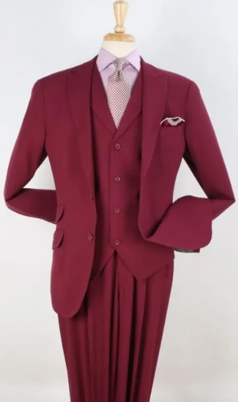 Mens Suit - Classic Fit Suit - Pleated Pants - Peak Lapel Vested 3 Piece Suit sold by Alberto Nardoni