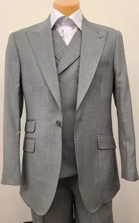 Mens Suit - Classic Fit Suit - Pleated Pants - Suit With Double Breasted Vest sold by Alberto Nardoni