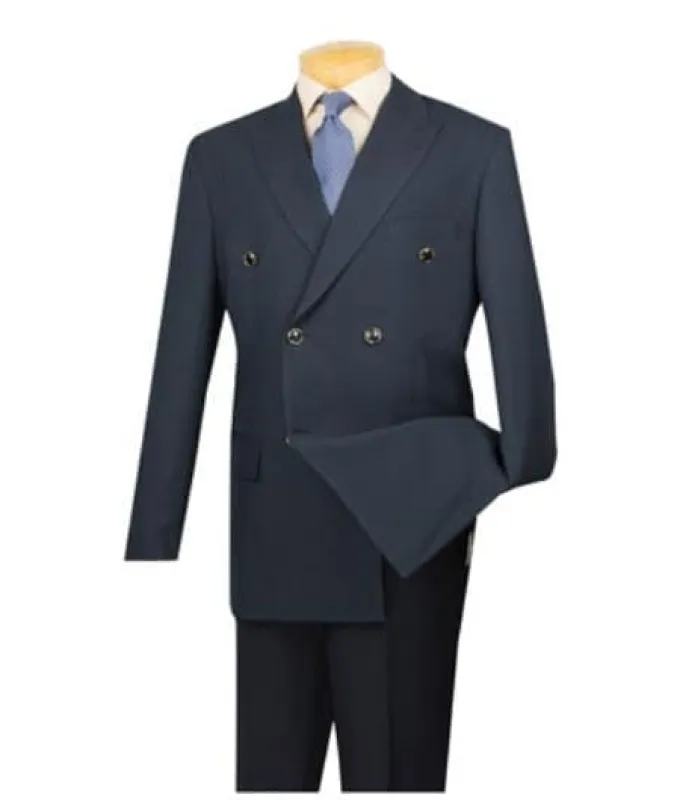 Lucci Men's Dark Navy 6 Button Men's Double Breasted Suits Jacket Blazer - Dark Blue Suit Color - Dark Blue Suit Color sold by Alberto Nardoni