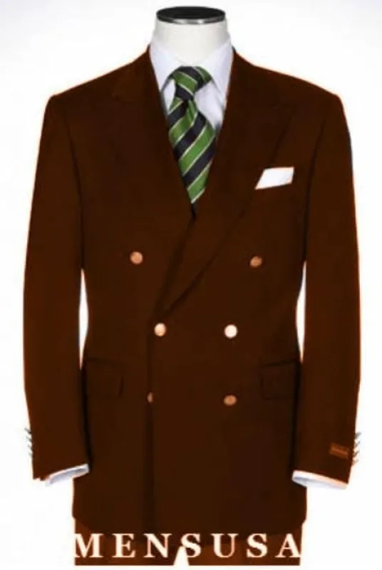 Men's Double Breasted Suits Jacket Blazer Poly~Rayon With Best Cut & Fabric Sport Brown Jacket sold by Alberto Nardoni