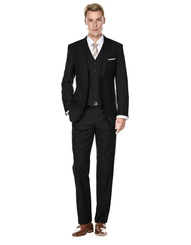 Mens Vested Smart Modern Fit Suit Black sold by Alberto Nardoni