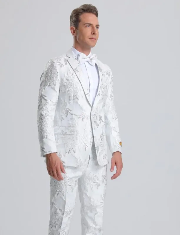 Men's White & Silver Prom Suit 2025 - Unique Prom Suits sold by Alberto Nardoni