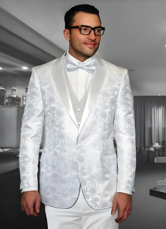 White Paisley Suit - Wedding Tuxedo - Groom Suit sold by Alberto Nardoni