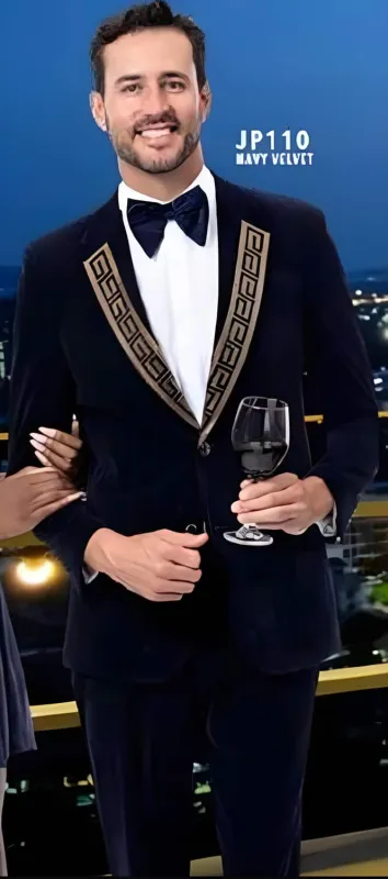 Velvet Suit Matching Velvet Pants - Navy Suit sold by Alberto Nardoni