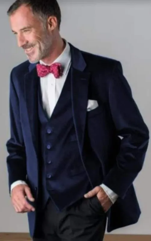 Slim Fit Dark Navy Velvet Suit sold by Alberto Nardoni