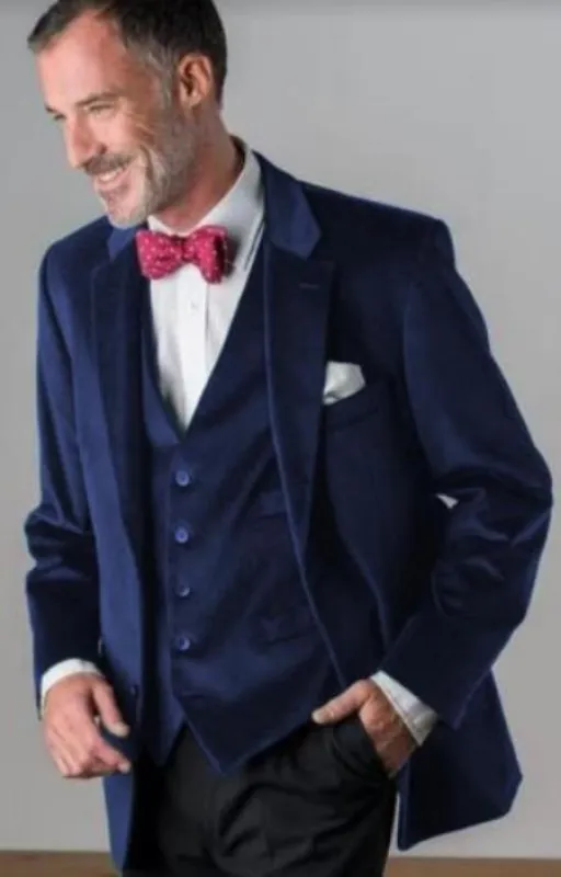 Slim Fit Navy Blue Velvet Suit sold by Alberto Nardoni