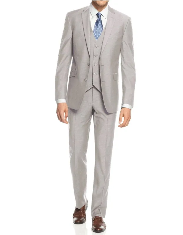 Mens Smart Slim Vested Suit Light Grey sold by Alberto Nardoni
