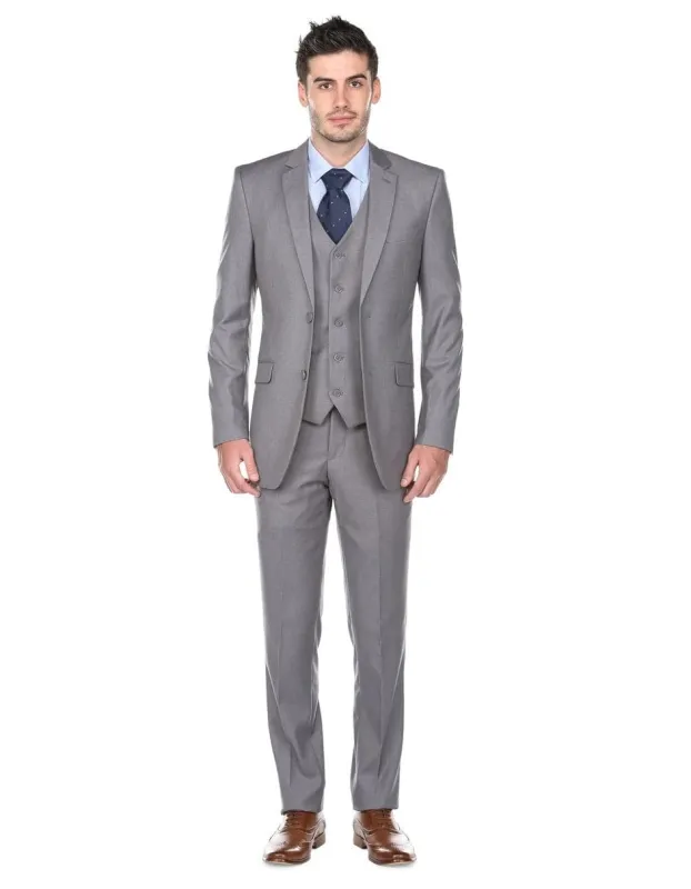 Mens Smart Slim Vested Suit Light Grey sold by Alberto Nardoni