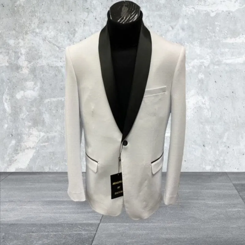 Mens Big and Tall Blazer Ivory White Plus Size Tuxedo Jacket sold by Alberto Nardoni
