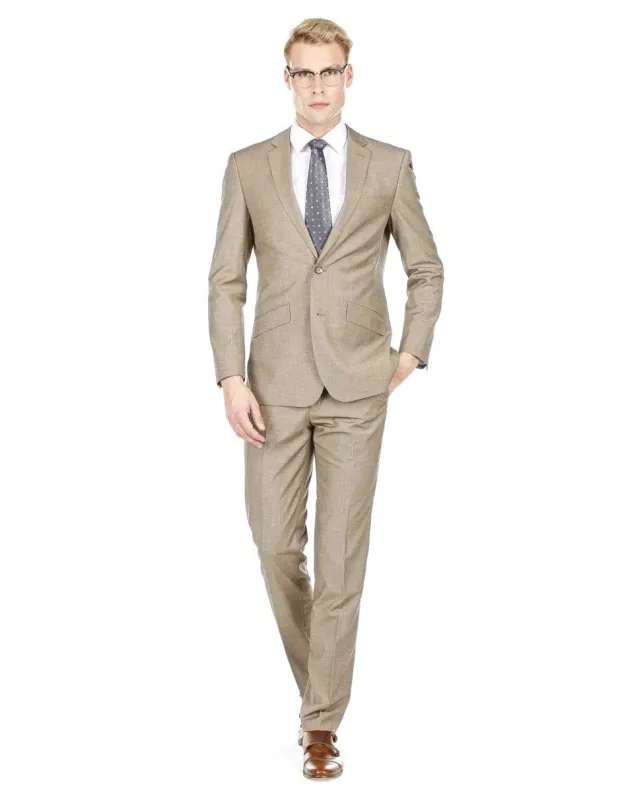 Mens Modern Fit Textured Suit Light Taupe sold by Alberto Nardoni