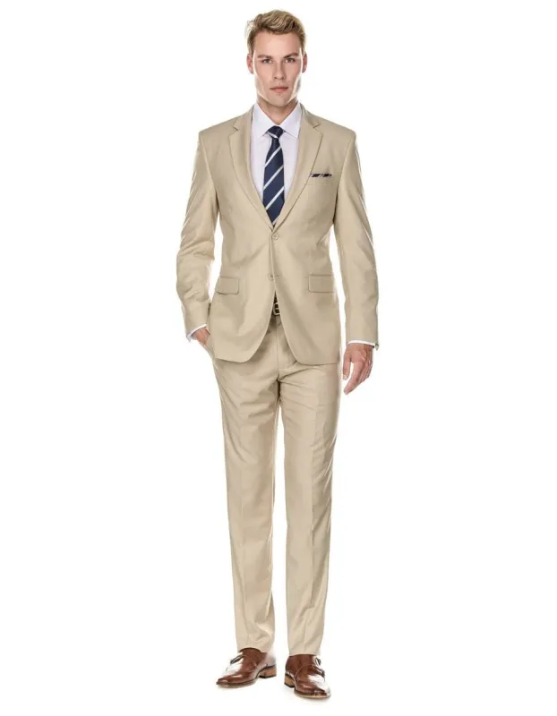 Mens 2 Button Modern Fit Suit Tan sold by Alberto Nardoni