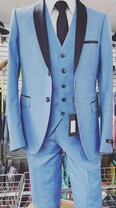 Men Light Blue Tuxedo - Blue Tuxedo Wedding - Steel Blue Tuxedo sold by Alberto Nardoni