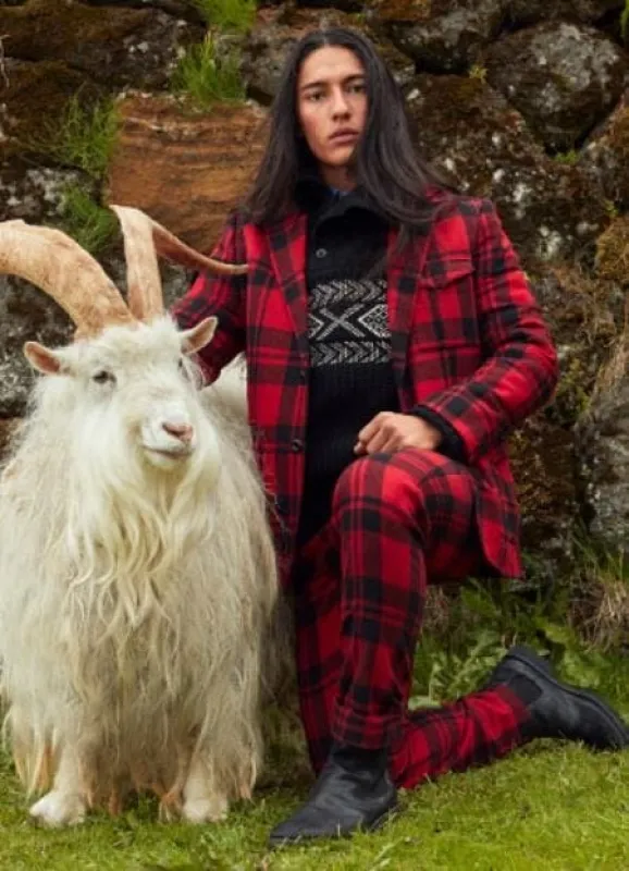 Mens Holiday Blazer Red Tartan Sport Coat sold by Alberto Nardoni