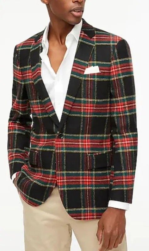 Men Holiday Blazer Red Tartan Sport Coat sold by Alberto Nardoni