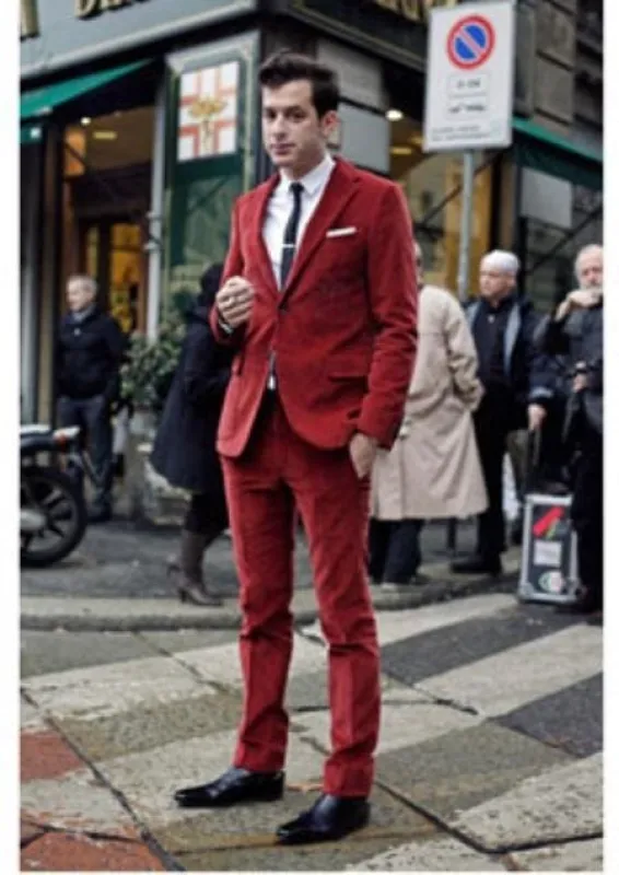 Men's Red Velvet Fabric Suit 2 Button Style + Jacket Sport Coat + Pants sold by Alberto Nardoni