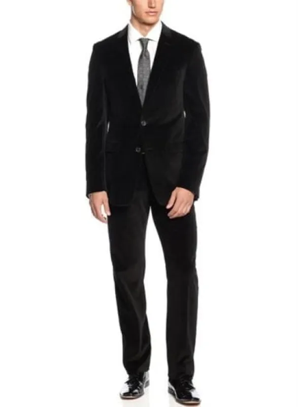 Men's Black 100% Cotton Velvet Suit On Sale sold by Alberto Nardoni