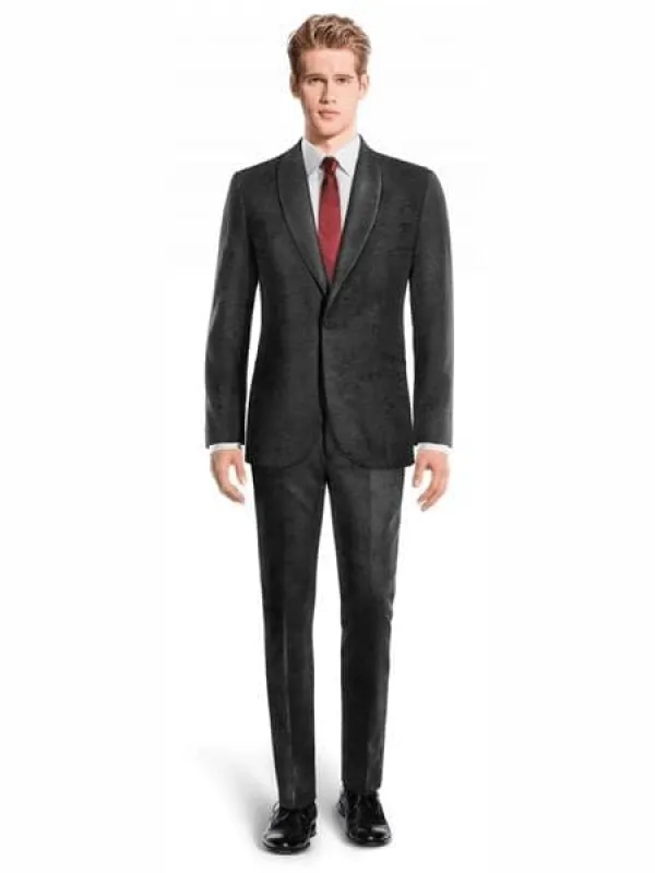 Men's Black One Button Velvet Suit sold by Alberto Nardoni