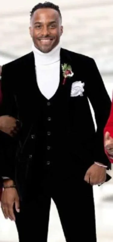 Velvet Suit Matching Velvet Pants - Black Suit sold by Alberto Nardoni