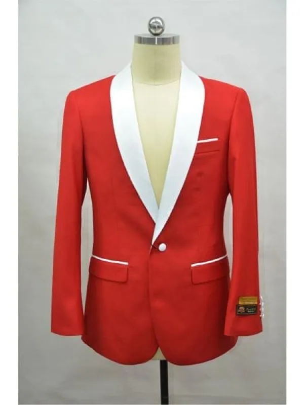 Men's Cheap Priced Blazer Jacket For Men Red ~ White Tuxedo Dinner Jacket And Cheap Blazer Jacket For Men Two Toned made by Alberto Nardoni