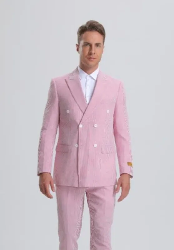 Seersucker Suit - Summer Suit - Cotton Suit - Red sold by Alberto Nardoni